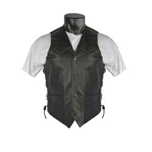 Men's Economy Leather Braided Vest with Lace Sides